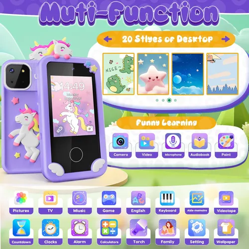 Miniatura 2 de Juguetes de teléfono inteligente para niñas, juguetes de regalo de unicornio para niñas de 3 a 9 años, regalos de cumpleaños, mini juguetes