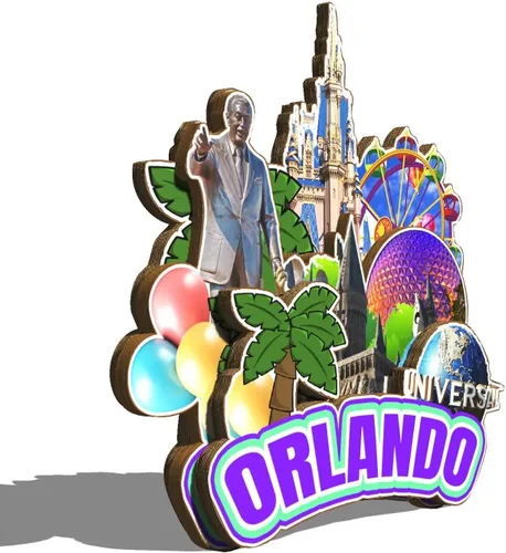 Miniatura 2 de Orlando Florida USA imán de nevera de madera 3D monumentos de viaje coleccionables recuerdos decoración hecho a mano - 2
