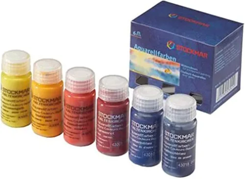 Stockmar Pintura de acuarela, juego de 6, pintura lavable para niños, educadores en casa y estudiantes, suministros de arte Waldorf (6 botellas, 0.7