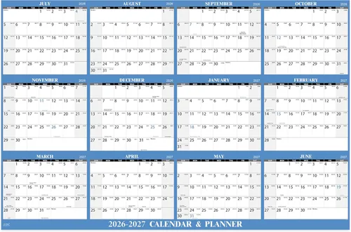 Miniatura 8 de Calendario de borrado en seco 2026-2027 para pared, calendario de pared 2026-2027, calendario de pared anual, 48 x 32 pulgadas, julio de 2026 a