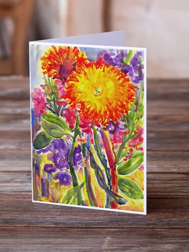 Miniatura 2 de Caroline's Treasures 6077GCA7P Flower - Tarjetas de felicitación y sobres de Aster - Paquete de 8 tarjetas en blanco con sobres, tamaño A7, tarjetas
