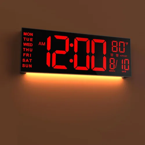 Miniatura 14 de JALL Reloj de pared digital grande de 22'', pantalla de números LED grande, DST, luz nocturna para aula, sala de estar, dormitorio, montado, regalo