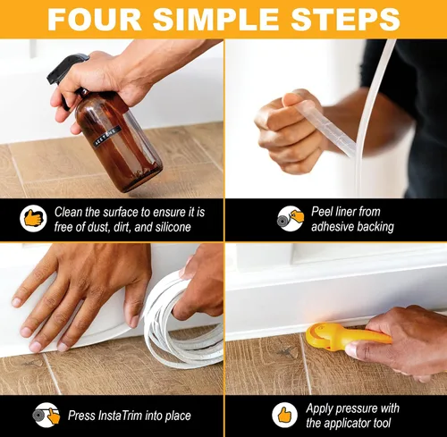 Miniatura 3 de InstaTrim The Original Flexible Trim – Cinta adhesiva negra de 1/2 pulgada de ancho de 10 pies – Recorte adhesivo con muchos usos, incluyendo