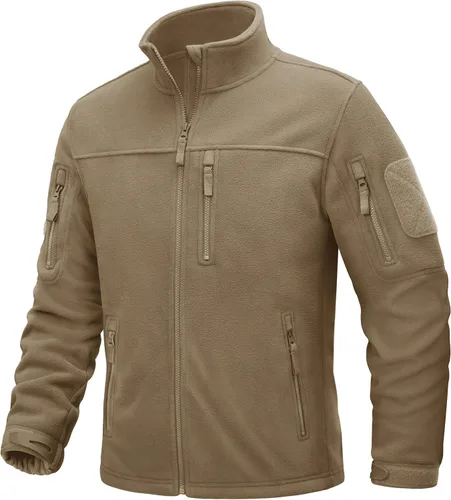 TACVASEN Chaqueta de forro polar para hombre, chaqueta de invierno con cremallera completa, chaqueta táctica ligera, abrigos de senderismo al aire