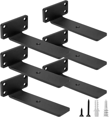 HITOMEN Soportes de estante flotantes resistentes, accesorios de estantes ocultos de 6 pulgadas (1/5 pulgadas de grosor), soportes L de hierro