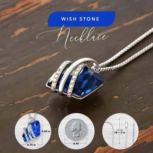 Miniatura 28 de Leafael Wish Stone - Collar con dije chapado en oro rosa de 18 quilates, con cristales de Swarovski, joyería de piedra natal, 18 pulgadas + 2