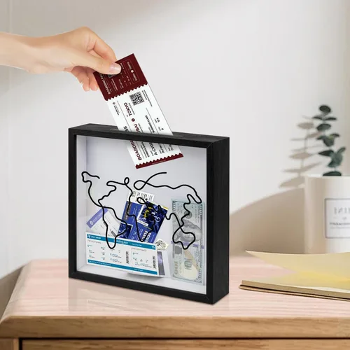 Miniatura 4 de ZEEYUAN Caja de archivo de aventura de viaje de 12 x 12 pulgadas, regalo para papá, regalo de esposa, hija e hijo, caja de sombra de memoria