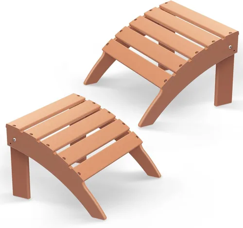 Miniatura 28 de Briopaws Otomana Adirondack plegable, silla Adirondack de polietileno de alta densidad resistente a la intemperie, reposapiés de plástico para Blanco