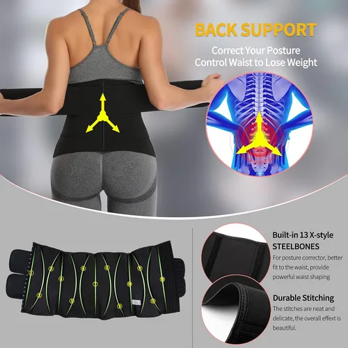 Miniatura 4 de KIWI RATA Entrenador de Cintura de Neopreno para Sauna Corsé Cinturón de Sudor para Mujeres Banda Ceñidora de Compresión para Entrenamiento Fitness