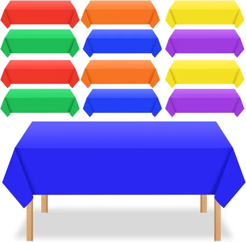 Unittype 12 manteles desechables de plástico coloridos de 54 x 108 pulgadas, manteles rectangulares de color arcoíris para decoración de bodas,