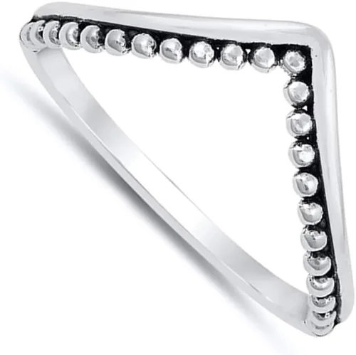 Miniatura 2 de Anillo apilable de cuentas de Chevron Bali de punto alto, banda de plata de ley 925, tamaños 3-12