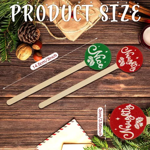 Miniatura 2 de Jinei 120 unidades de palillos de café de madera de Navidad, palillos de cóctel de madera para café, agitadores desechables para bebidas