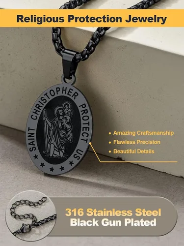 Miniatura 148 de U7 Saint Benedict/Michael Medal Necklace, 316L Stainless Steel Virgin Mary Necklace for Men Women, Bible Verse Protection Necklace Catholic
