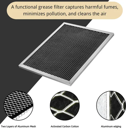 Miniatura 3 de Nispira Filtro de grasa de repuesto para campana extractora con carbón compatible con Broan 97007696, S97007696, 6105C, 1172266, 41F. Un juego de 4
