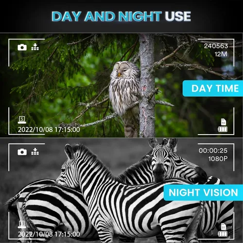 Miniatura 3 de Gafas de visión nocturna montadas en la cabeza - Prismáticos de visión nocturna digitales infrarrojos recargables de 1312 pies para adultos, zoom