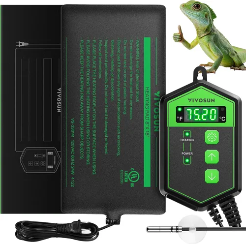 Miniatura 12 de VIVOSUN Alfombrilla térmica para reptiles de 6x8 pulgadas con termostato Combo para tanque debajo del terrario para tortugas, lagartos, ranas
