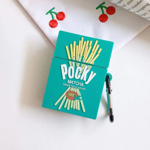 Funda para AirPods 1/2, creativa y divertida caja de galletas con sabor a té verde, elegante funda de silicona para protección de auriculares para
