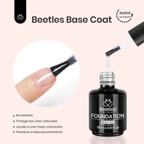 Miniatura 5 de Beetles 3 piezas de 15 ml de esmalte de uñas en gel, capa superior, base y juego de eliminación líquida de látex, sin necesidad de limpiar, capa