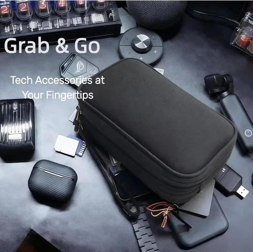Miniatura 3 de Bolsa de almacenamiento portátil impermeable de doble capa todo en uno, organizador de cables de viaje, bolsa organizadora de accesorios