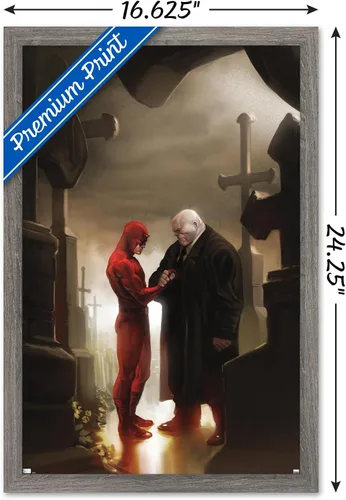 Miniatura 3 de Trends International Marvel Comics - Póster de pared de Kingpin - Daredevil in Cemetery, 14.72 x 22.37 pulgadas, versión enmarcada de madera