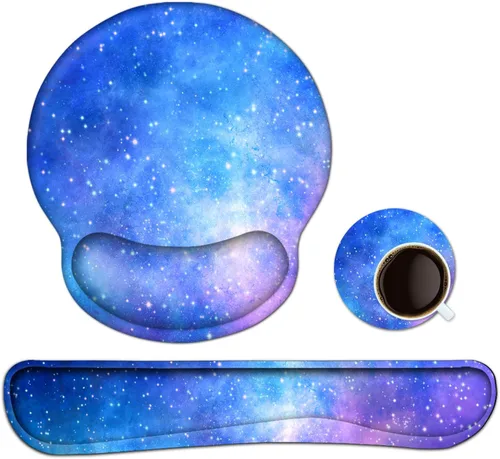 Miniatura 13 de Reposamuñecas para teclado, alfombrilla ergonómica para mouse con soporte de muñeca, reposamuñecas de espuma viscoelástica, base antideslizante