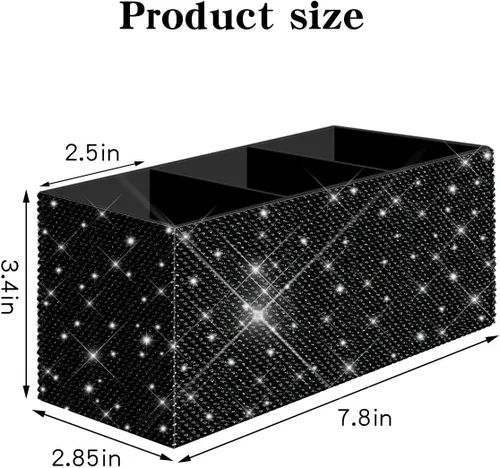 Miniatura 3 de Bling - Organizador de brochas de maquillaje, 3 ranuras para cosméticos, soportes de almacenamiento con diamantes de imitación brillantes, bonito