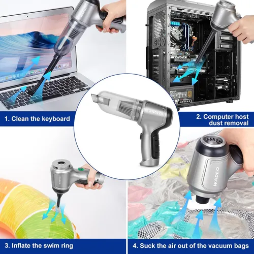 Miniatura 2 de WADEO Aspiradora de mano inalámbrica, aspiradora portátil inalámbrica de 18000 Pa, aspiradora de mano, mini aspiradora con soplador, aspiradora