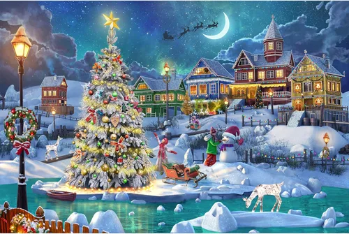 Miniatura 8 de Becko US Rompecabezas de madera para adultos, rompecabezas de 1000 piezas para adultos, Santa Claus en la chimenea, lista de deseos de Santa Claus