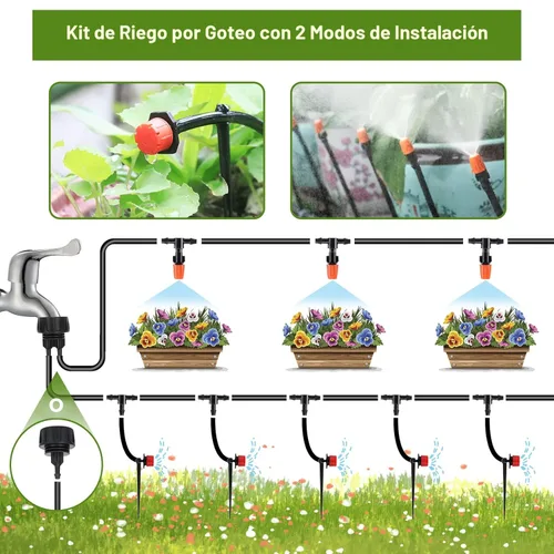 Miniatura 2 de Conjunto de tubos para riego, 1/4" equipo para riego nuevo / equipo de irrigación automática para invernadero y jardineros, juego de enfriamiento