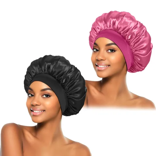 Miniatura 9 de ZHENSILK 2 piezas de gorro de satén para dormir, gorros de seda para el cabello, gorro de dormir de seda con banda elástica suave, envoltura