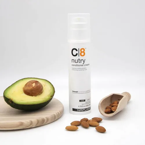Miniatura 3 de NAPURA C8 Crema hidratante acondicionador (6.76 onzas líquidas) para cabello seco y dañado, proteínas de cachemira, aceites de jojoba y aguacate