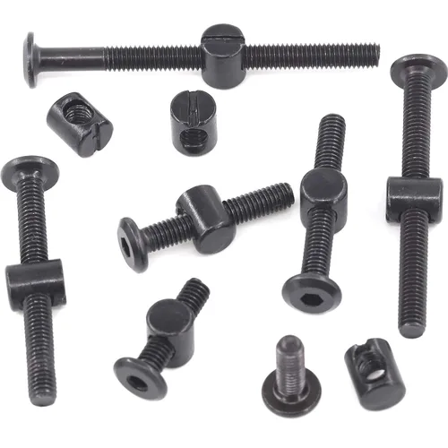 Miniatura 7 de 140 tornillos de cuna M6 Kit de repuesto de tornillos hexagonales negros, pernos de cuna y tuercas de barril, kit surtido de clavijas cruzadas