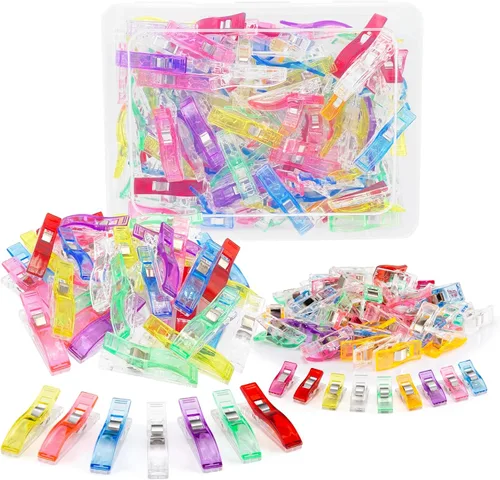 Miniatura 7 de Doukey 100 clips de costura grandes, clips de tela, nociones de costura para coser, suministros de acolchado, herramientas de manualidades, clips