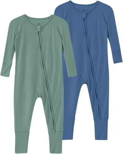 Miniatura 10 de Pijama de viscosa de bambú sin pies para niños y niñas, pijamas con cremallera para dormir y jugar, mameluco - 0-24 meses