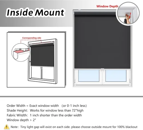 Miniatura 5 de AOSKY Persianas enrollables opacas para ventanas, sin cordones, para oscurecer la habitación, con aislamiento térmico, fácil de instalar