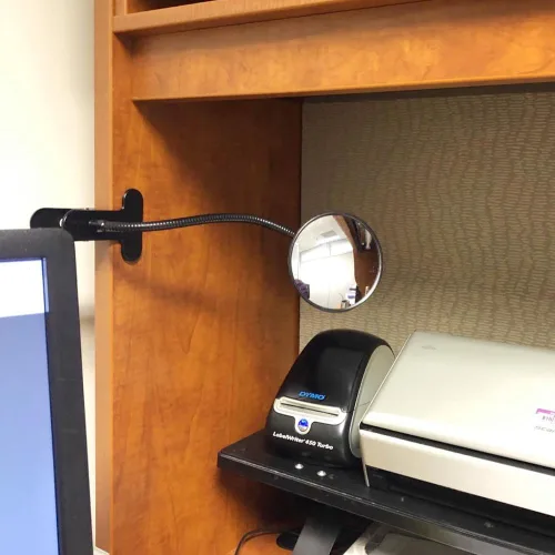 Miniatura 2 de Espejo de visión trasera de cubículo con clip acrílico Ampper, espejo convexo de seguridad flexible para monitores de visión trasera de escritorio