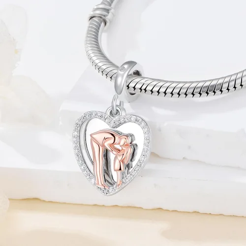 Miniatura 99 de PROESS Dije para padre, madre e hija, pulsera de plata de ley para pulseras, regalos de cumpleaños, día de San Valentín, para hija, madre, amante