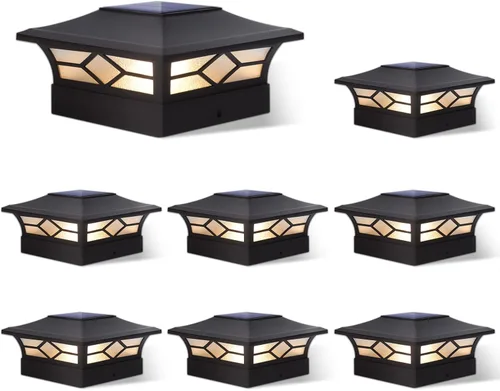 Miniatura 13 de Luces Solares para Tapas de Postes Exteriores Paquete de 4, Impermeables, Alimentadas por Energía Solar, Luces para Postes de Terraza y Valla