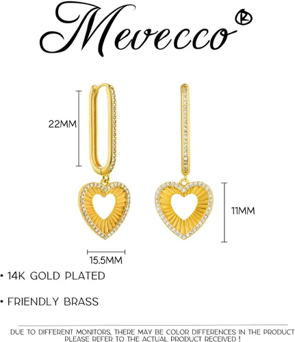 Miniatura 4 de MEVECCO - Aretes de argolla para mujer, chapados en oro de 14 quilates, delicados, con forma geométrica de cono triangular