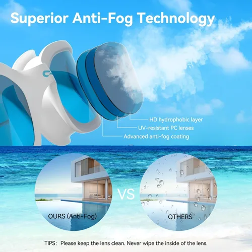 Miniatura 4 de COPOZZ Gafas de natación para mujeres adultas, gafas de natación para mujeres y hombres, antivaho sin fugas, protección UV para adultos