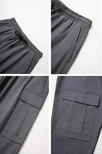 Miniatura 5 de THWEI Pantalones cargo para hombre, casuales, con cordón, de algodón, pantalones de trabajo al aire libre