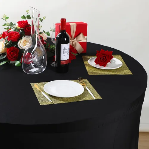 Miniatura 5 de Buryeah Mantel redondo elástico de 5 pies de elastano, lavable a máquina, 60 pulgadas, mantel elástico ajustable para mesa redonda para bodas