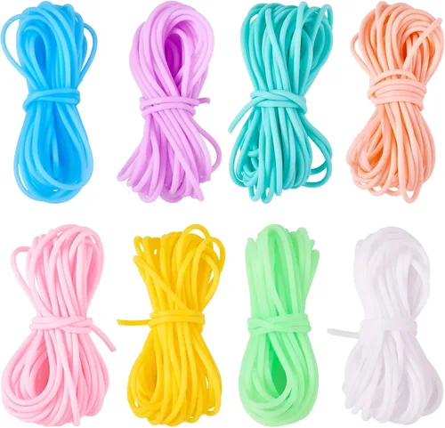 Miniatura 78 de FASHEWELRY 3 rollos de cables de goma huecos para tejer, cable de peluquero de 0.079 pulgadas (0.079 in), cables de silicona para tejer puntada