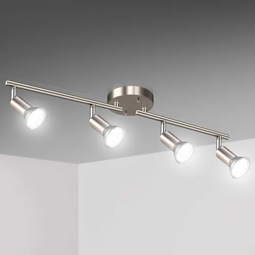 Miniatura 8 de Kit de iluminación LED de pista Unicozin, iluminación de techo de 8 direcciones con acabado de níquel mate, cabezal de luz flexible giratorio, luz