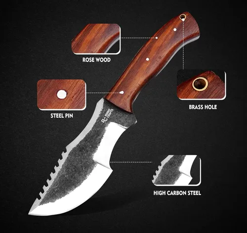 Miniatura 3 de Cuchillo Tracker de 10.00 pulgadas - Cuchillo de supervivencia y caza - Personalizado - Hecho a mano de acero de alto carbono para acampar y Madera