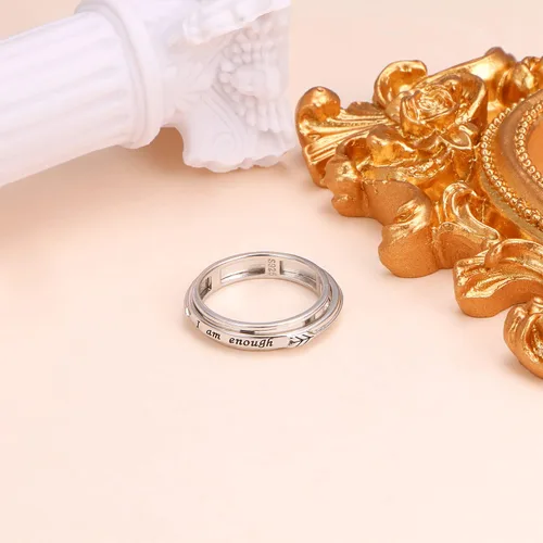 Miniatura 2 de Anillo giratorio de plata de ley S925 para aliviar la ansiedad y la preocupación, anillo inspirador para aliviar el aburrimiento y el autismo