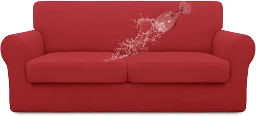 Miniatura 75 de Easy-Going Funda de sofá 100% impermeable doble de 3 piezas, elástica, suave, para perros, para sofá de 2 cojines separados, protector de muebles a