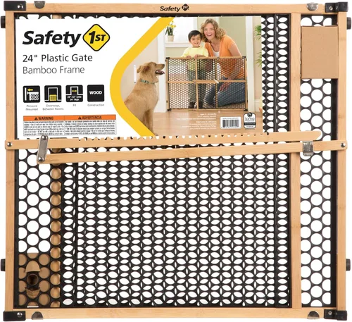 Miniatura 6 de Safety 1st Puerta de seguridad para bebés de bambú para puertas, puerta sin taladro con puerta, puertas para perros, se ajusta a 28"-42", 24