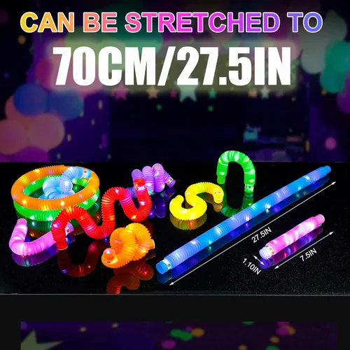 Miniatura 3 de UrChoice Varillas luminosas, 8 tubos LED Pop para fiesta, collares brillantes, juguetes de campamento iluminados, juego imaginativo, decoraciones