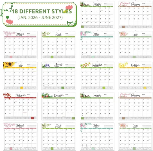 Miniatura 4 de Calendario de pared 2026, calendario de 18 meses, enero 2026 a junio 2027, 14.6 x 11.8 pulgadas, calendario de escritorio 2026 con bloques grandes